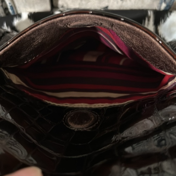 Brighton Patent Crocodile Vintage Croc Embossed Purse Brown Leather Shoulder Bag - Picture 7 of 14